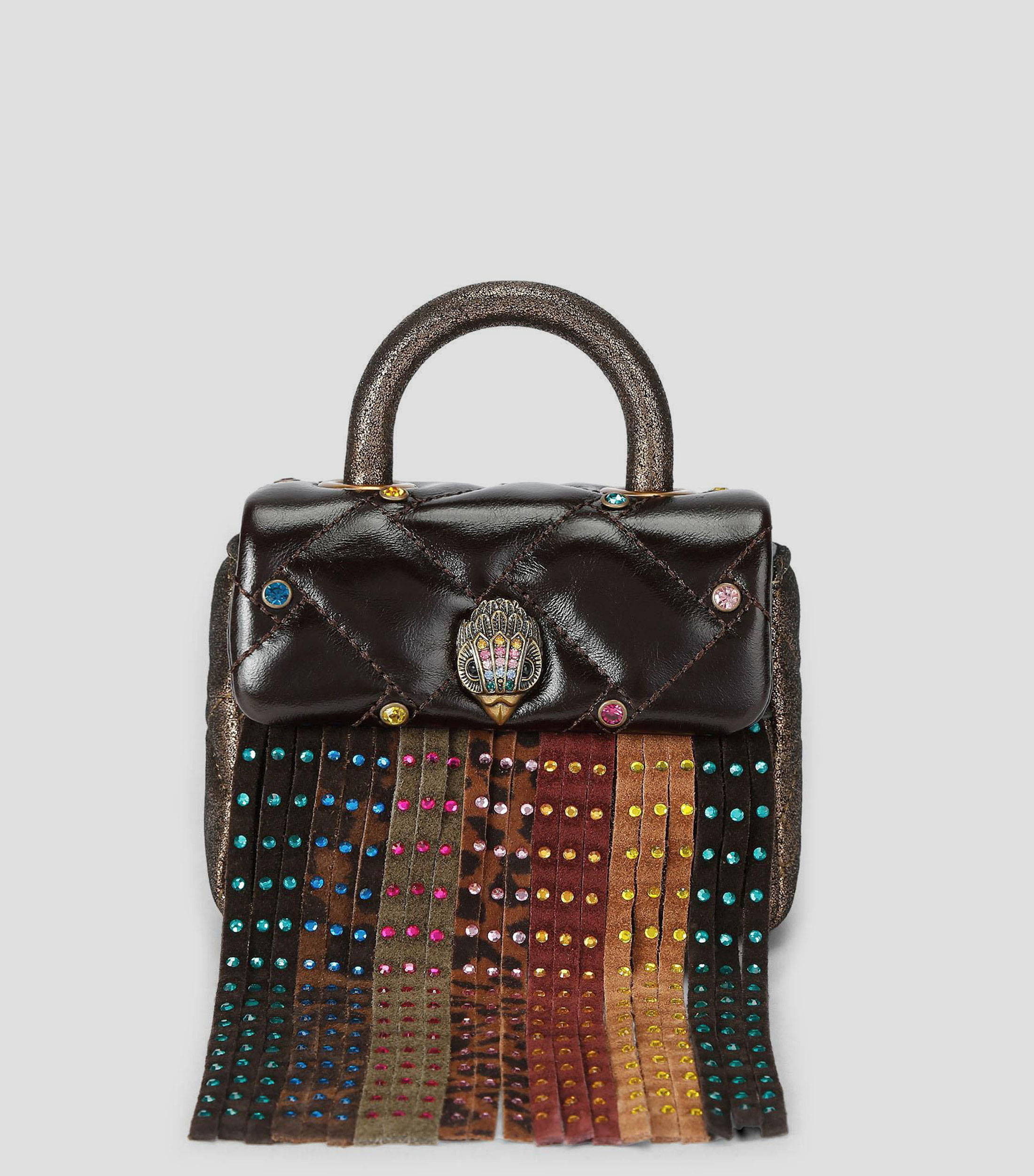 Bolsa crossbody en piel Kensington Micro Fringe lisa Mujer